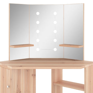 Eck-Schminktisch mit LED Eichenoptik