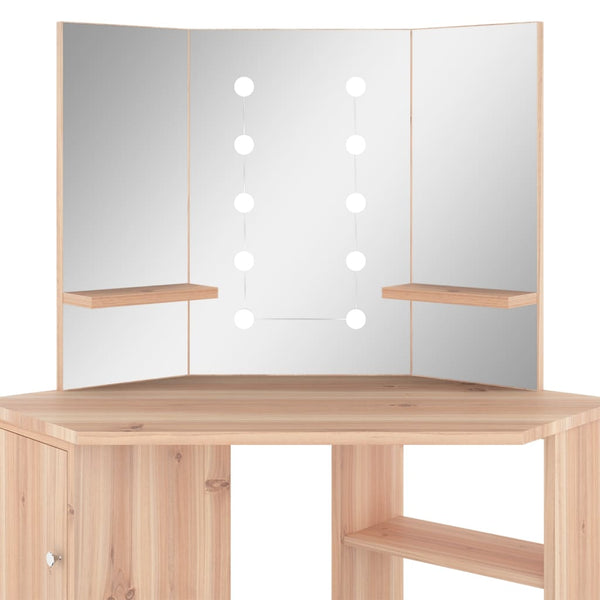 Eck-Schminktisch mit LED Eichenoptik