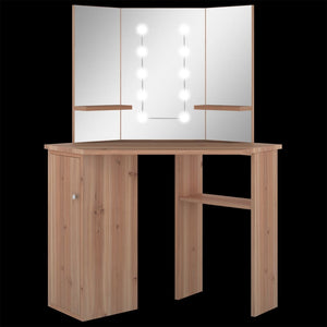 Eck-Schminktisch mit LED Eichenoptik