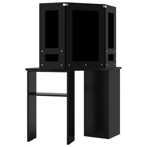 vidaXL Coiffeuse d'angle avec LED Noir 111x54x141,5 cm