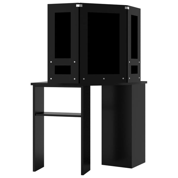 vidaXL Coiffeuse d'angle avec LED Noir 111x54x141,5 cm
