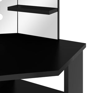 vidaXL Coiffeuse d'angle avec LED Noir 111x54x141,5 cm