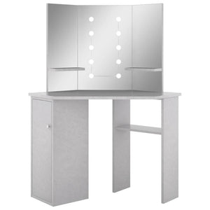 Eck-Schminktisch mit LED-Beleuchtung, Betongrau