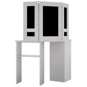 Eck-Schminktisch mit LED-Beleuchtung, Betongrau