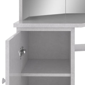 Eck-Schminktisch mit LED-Beleuchtung, Betongrau