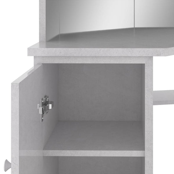 Eck-Schminktisch mit LED-Beleuchtung, Betongrau