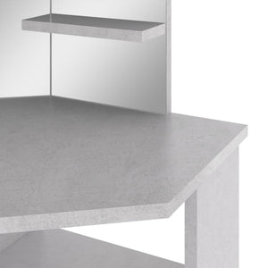 Eck-Schminktisch mit LED-Beleuchtung, Betongrau