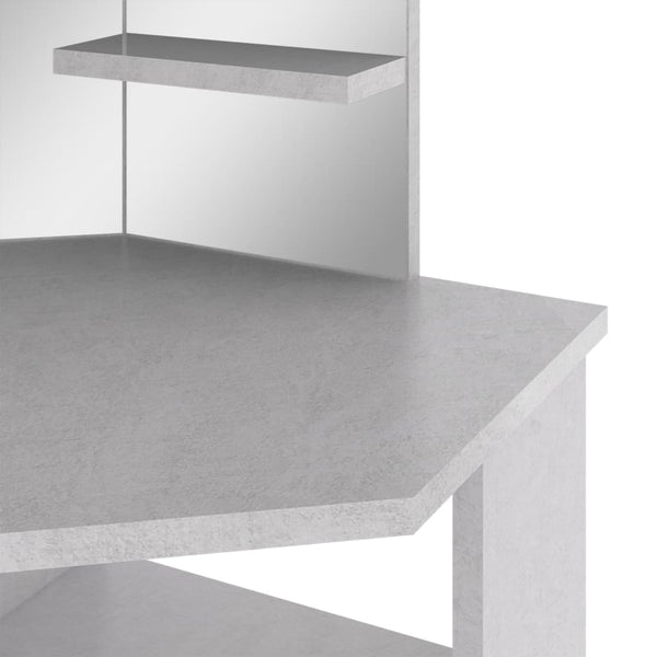 Eck-Schminktisch mit LED-Beleuchtung, Betongrau