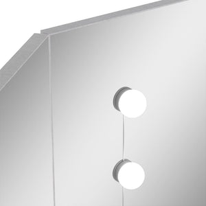 Eck-Schminktisch mit LED-Beleuchtung, Betongrau