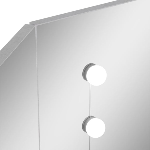 Eck-Schminktisch mit LED-Beleuchtung, Betongrau