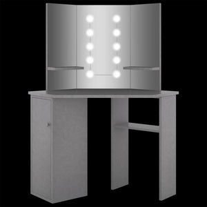 Eck-Schminktisch mit LED-Beleuchtung, Betongrau