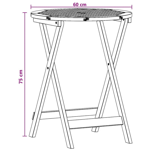 Klappbarer Gartentisch Ø60x75 cm Massivholz Eukalyptus