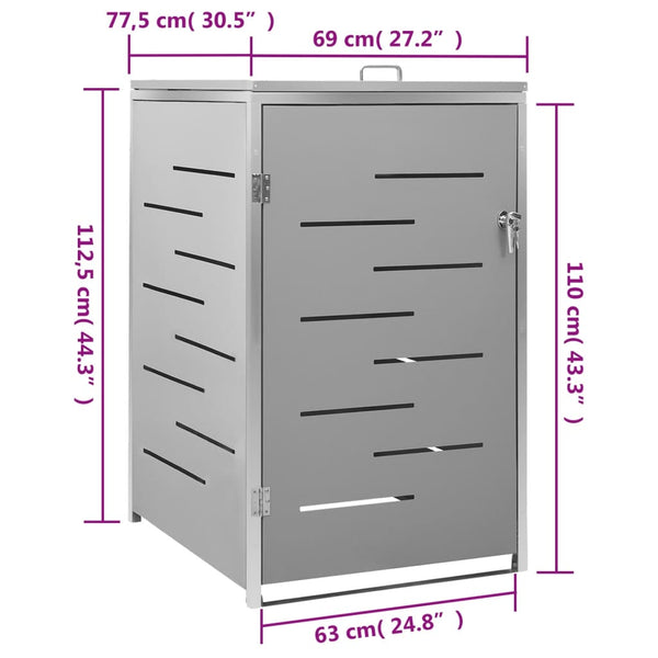 Mülltonnenbox für 1 Tonne 69x77,5x112,5 cm Edelstahl