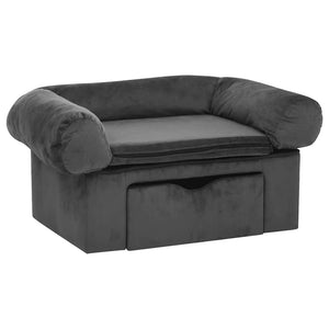 Hundesofa mit Schublade Dunkelgrau 75x50x38 cm Plüsch
