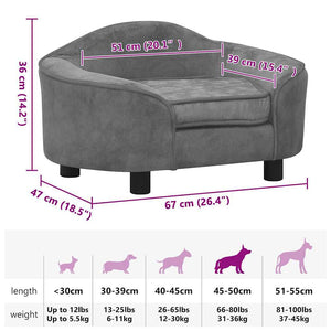 Hundesofa Grau 67x47x36 cm Plüsch