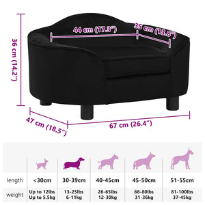Hundesofa Schwarz 67x47x36 cm Plüsch
