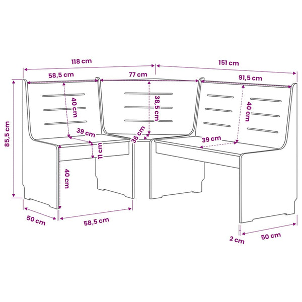 Eckbank REINE 151 cm Honigbraun Kiefer Massivholz