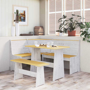 Eckbank REINE Kiefer Massivholz Honigbraun/Weiß 151 cm