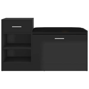 Schuhbank Schwarz Hochglanz mit Sitzfläche