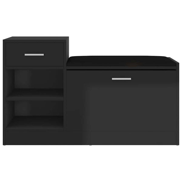 Schuhbank Schwarz Hochglanz mit Sitzfläche