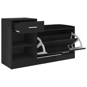 Schuhbank Schwarz Hochglanz mit Sitzfläche