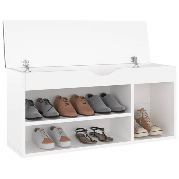Schuhbank Weiß mit Kissen 104 cm