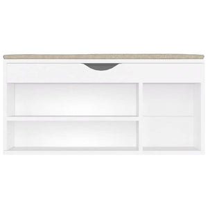 Schuhbank Weiß mit Kissen 104 cm
