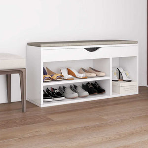 Schuhbank Weiß mit Kissen 104 cm
