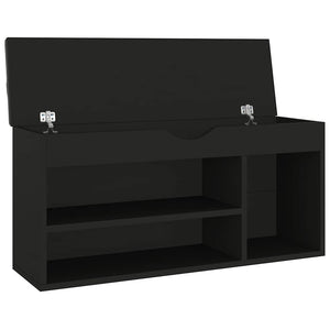 vidaXL Banc à chaussures avec coussin noir 104x30x49 cm Bois d'ingénierie