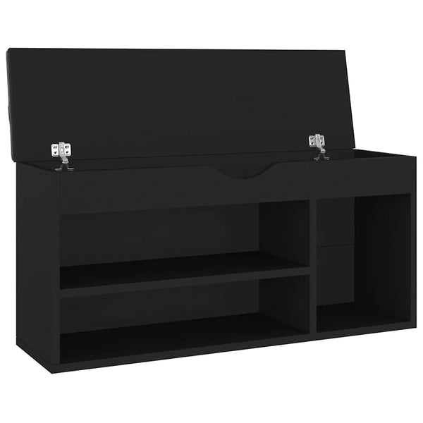 vidaXL Banc à chaussures avec coussin noir 104x30x49 cm Bois d'ingénierie