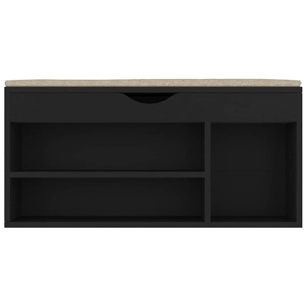 vidaXL Banc à chaussures avec coussin noir 104x30x49 cm Bois d'ingénierie