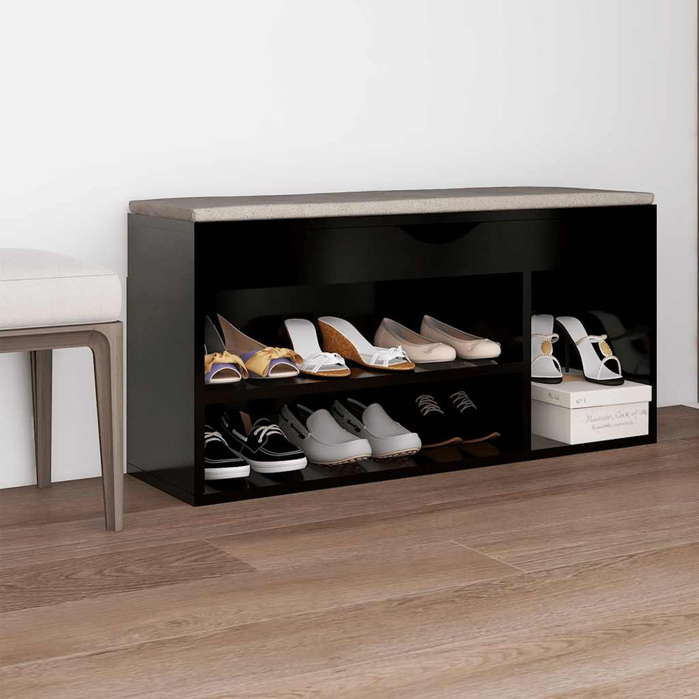 Schuhbank Schwarz mit Kissen 104 cm