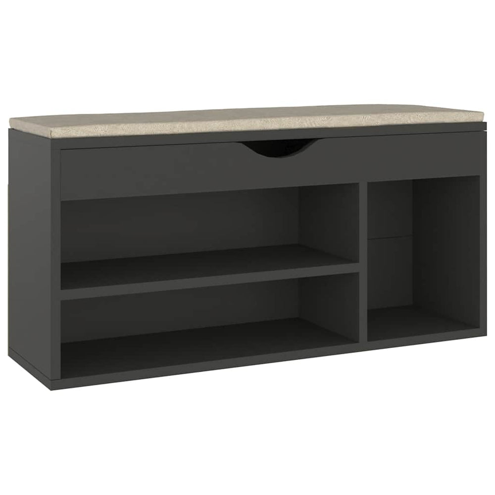 Schuhbank Grau mit Kissen 104 cm