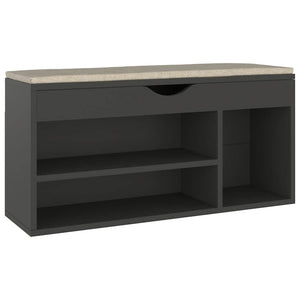 Schuhbank Grau mit Kissen 104 cm