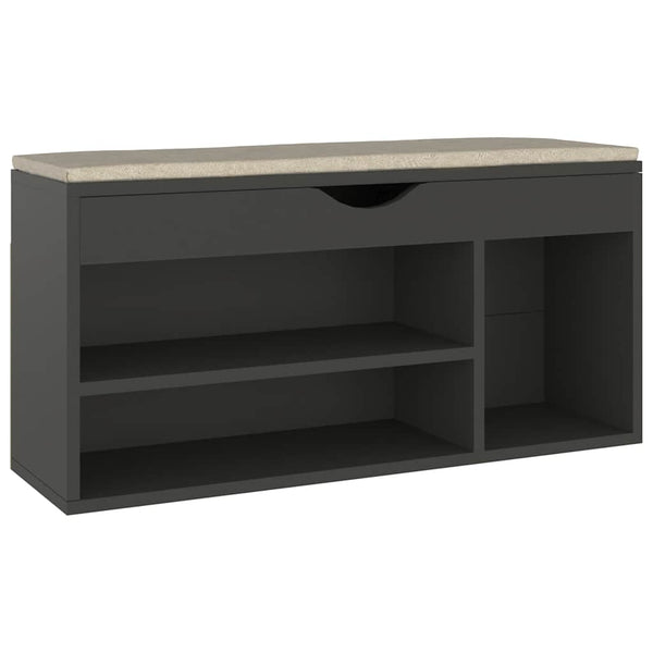 Schuhbank Grau mit Kissen 104 cm