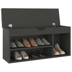 Schuhbank Grau mit Kissen 104 cm