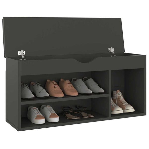 Schuhbank Grau mit Kissen 104 cm
