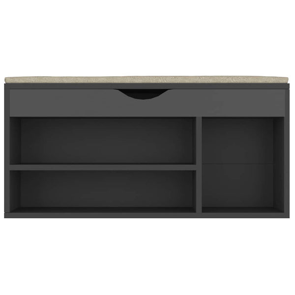 Schuhbank Grau mit Kissen 104 cm
