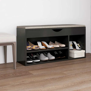 Schuhbank Grau mit Kissen 104 cm