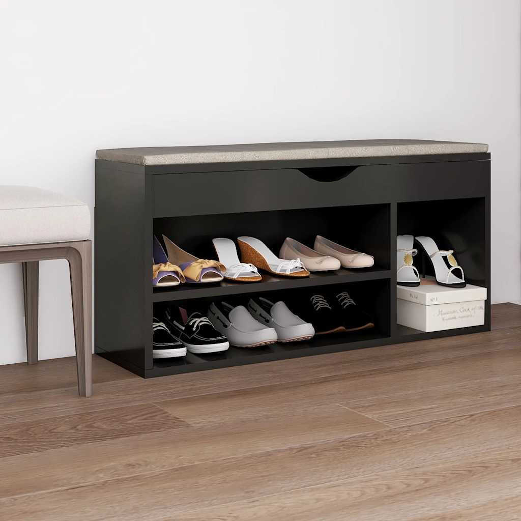 Schuhbank Grau mit Kissen 104 cm