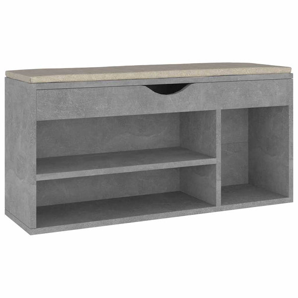 Schuhbank Betongrau mit Kissen