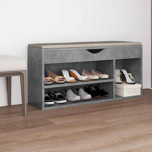 Schuhbank Betongrau mit Kissen