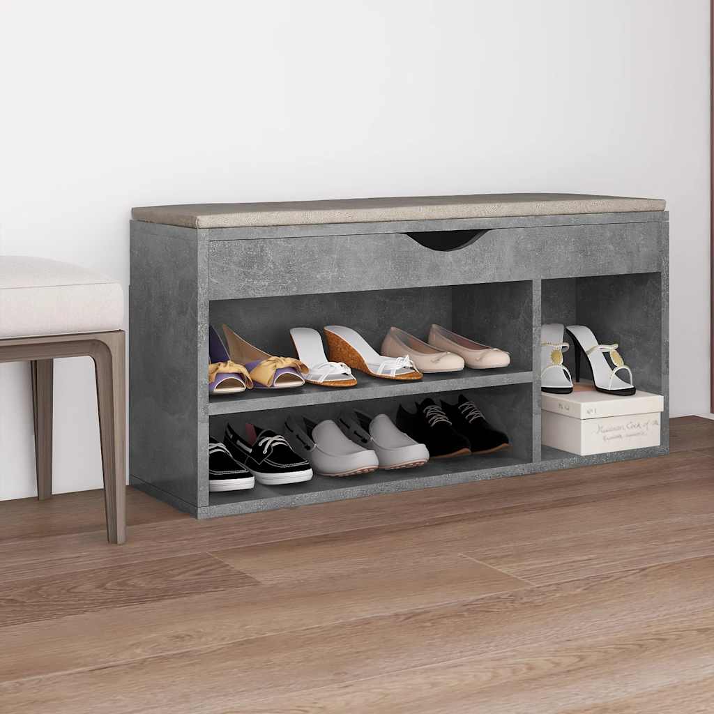 Schuhbank Betongrau mit Kissen