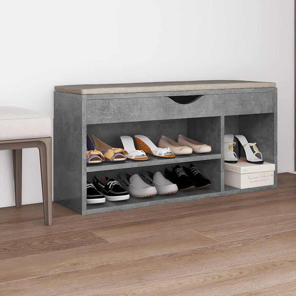 Schuhbank Betongrau mit Kissen