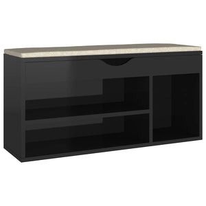Schuhbank Schwarz mit Kissen 104cm
