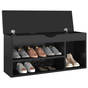Schuhbank Schwarz mit Kissen 104cm