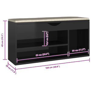 Schuhbank Schwarz mit Kissen 104cm