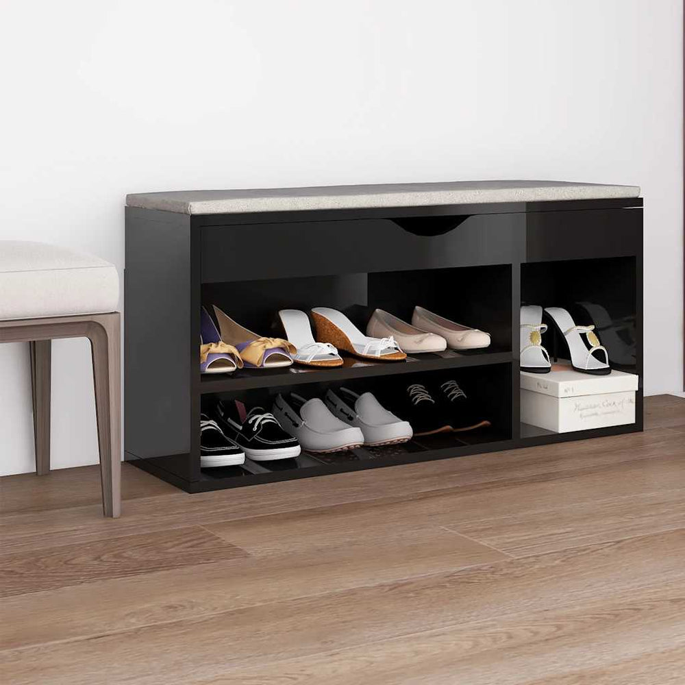 Schuhbank Schwarz mit Kissen 104cm