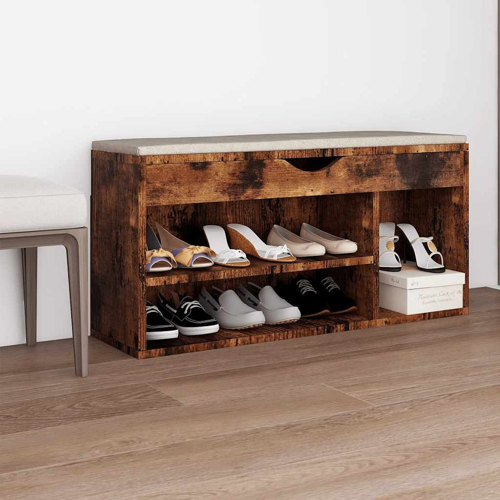 Schuhbank Räuchereiche mit Kissen 104 cm
