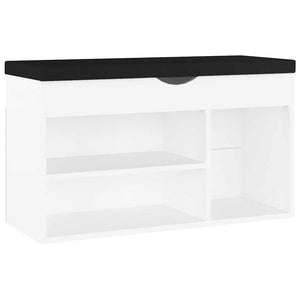 Schuhbank Weiß mit Kissen 80 cm
